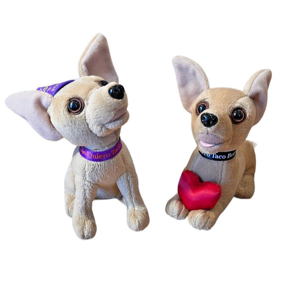 Two Taco Bell Hungry Chihuahua Dog 7'' Plush Stuffed Animal Toy Collectibles - Picture 1 of 10